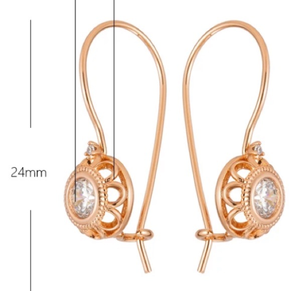 14k Gold & White Topaz Handcrafted Earrings 1” - Picture 6 of 6